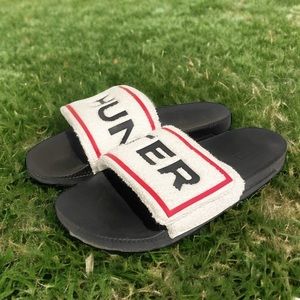 Hunter Womens Size 9 Slide Sandals Original Terry Adjustable Logo